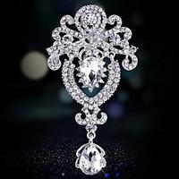 Women\'s White Luxury Rhinestone Crystal Brooch for Wedding Party, Fine Jewelry