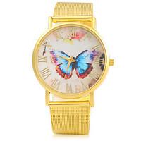 Women\'s Fashion Watch Quartz Alloy Band Butterfly Gold Brand