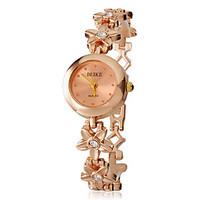 Women\'s Little Rose Gold Dial Flower Pattern Band Quartz Analog Wrist Watch Cool Watches Unique Watches
