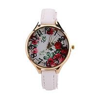 Women\'s Fashion Watch Quartz PU Band Black White Red