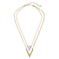 Women\'s Layered Necklaces Triangle Shape Chrome Unique Design Cute Style White Jewelry For Gift Daily 1pc