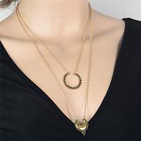 Women\'s Choker Necklaces Layered Necklaces Jewelry Moon Alloy Dangling Style Pendant Euramerican Fashion Vintage Personalized Silver Gold