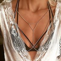 Women\'s Summer Sexy Geometric Triangle Simple Body Chain Fashion Alloy Necklace Body Jewelry Chest Chain Gift Casual Christmas Gifts 1pc