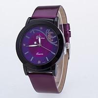 Women\'s Fashion Watch Quartz Leather Band Butterfly Black Red Purple