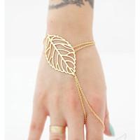 Women\'s Leaf Chain Bracelet Ring Bracelet Jewelry Handmade Bohemian Alloy Circle Silver Gold Jewelry ForSpecial Occasion Anniversary Birthday
