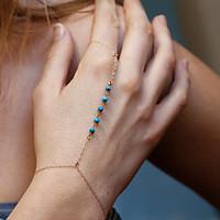 womens chain bracelet ring bracelet jewelry handmade bohemian turquois ...