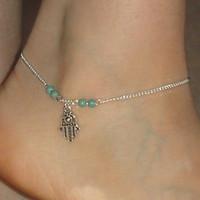 Women\'s Simple Palm Pendant Beaded Anklet