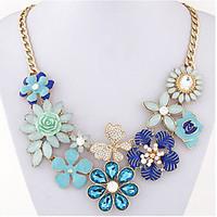 womens statement necklaces imitation pearl flower imitation diamond al ...