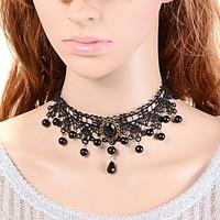Women\'s Choker Necklaces Square Lace Pendant Imitation Pearl Fashion Jewelry ForWedding Party Special Occasion Anniversary Birthday Thank
