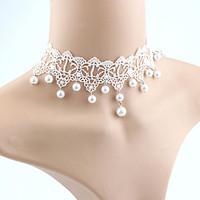 Women\'s Choker Necklaces Imitation Pearl Lace Tassel Euramerican Fashion Jewelry For Wedding 1pc