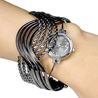Women\'s Multi-Strand Rings Bangle Design Black Dial Quartz Analog Bracelet Watch Cool Watches Unique Watches