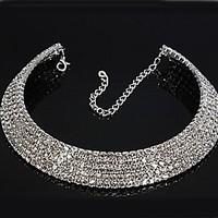 Women\'s Choker Necklaces Imitation Diamond Rhinestone Alloy Circle Bridal Jewelry Wedding Party 1pc