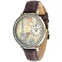 Women\'s Fashion Watch Quartz Leather Band Vintage Brown