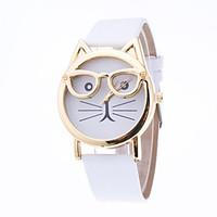 Women\'s European Style Cute Cartoon Cat Glasses Wrist Watches Cool Watches Unique Watches Fashion Watch Strap Watch