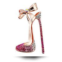 Women\'s Fashion Alloy/Rhinestone High Heels Gold-plating Brooches Pin Party/Daily/Wedding Luxury Jewelry 1pc