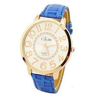 Women\'s Fashion Watch Quartz PU Band White Blue Khaki