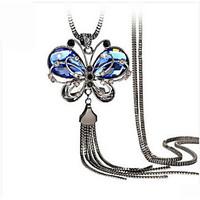 womens pendant necklaces crystal resin rhinestone alloy fashion blue j ...