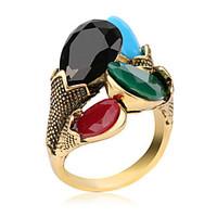Women\'s Fashion Bohemia Style Alloy Resin Vintage Personality Engraved Gem Statement Rings Casual/Daily 1pc