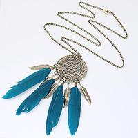 Women\'s Pendant Necklaces Feather Alloy Feather Fashion Black Blue Jewelry Party Daily Casual 1pc