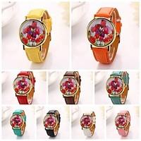 Women Tulip Printing Pu Leather Brand Luxury Lady Bracket Dress Wristwatch (Assorted Colors)CD-204 Cool Watches Unique Watches Fashion Watch