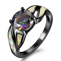 Women Ring Engagement Ring Opal Crystal Euramerican Fashion Personalized Luxury Copper Black Gold Plated Irregular Assorted Color Jewelry For Wedding