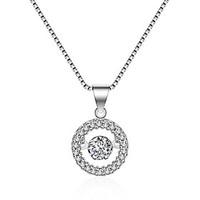 Women\'s Pendant Necklaces Imitation Diamond Round Silver Plated Circular Silver Jewelry For Birthday Gift Daily 1 pc