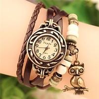 womens 2015 the owl fashion leather japanese quartz watch assorted col ...