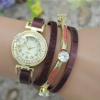 Women\'s Fashion Watch Bracelet Watch Quartz Colorful Leather Band Bangle