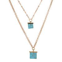 Women\'s Layered Necklaces Geometric Turquoise Alloy Unique Design Geometric Jewelry For Party Daily Casual 1pc