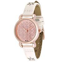 womens fashion watch quartz leather band pink