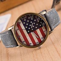 Woman Denim Simple American Flag Wrist Watch Cool Watches Unique Watches Fashion Watch Strap Watch