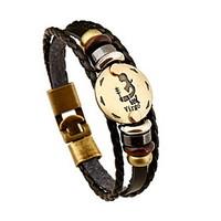 Women\'s Men\'s Leather Bracelet Friendship Vintage Leather Round Jewelry For Anniversary Gift Valentine 1pc