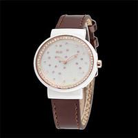 Women\'s Fashion Watch Quartz Leather Band Brown Pink