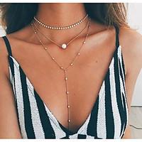 Women\'s Layered Necklaces Round Imitation Pearl Alloy Euramerican Fashion Jewelry For Party 1pc