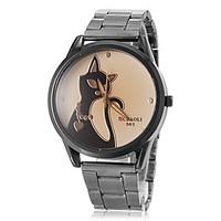 womens dress watch fashion watch wrist watch quartz pu band cat brown