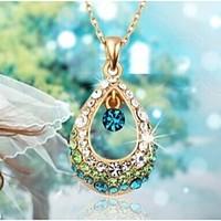 womens pendant necklaces crystal rhinestone alloy fashion white fuchsi ...