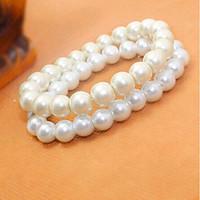 Women White Pearl Style Strand Bracelet