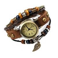 Women\'s Retro Fashion Leather Hot Leaf Bracelet Watch Cool Watches Unique Watches