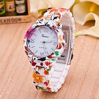 Women\'s Fashion Watch Quartz Plastic Band Flower Multi-Colored