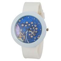 womens fashion colorful round white dial white silicone band wrist wat ...