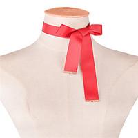 Women\'s Choker Necklaces Jewelry Bowknot Fabric Basic Euramerican Fashion Personalized Adorable Simple Style Red Gray Beige Black Jewelry
