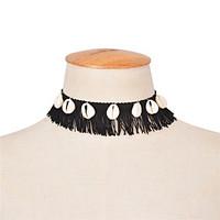 Women\'s Choker Necklaces Jewelry Jewelry 100% Cotton Shell Tassel Tassels Euramerican Fashion Vintage Personalized Black Jewelry For