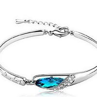 Women\'s Chain Bracelet Crystal Natural Sterling Silver Austria Crystal Irregular Blue Jewelry For Gift Valentine 1pc
