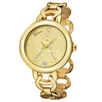 Women\'s Wrist watch Quartz 18K Gold Plated Band Eiffel Tower Bangle Gold