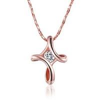 Women\'s Pendant Necklaces Chain Necklaces AAA Cubic Zirconia Zircon Cubic Zirconia Silver Plated Gold Plated Rose Gold Plated Alloy Cross
