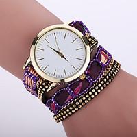 Women\'s Bohemian Style Fabric Band White Case Analog Quartz Bracelet Fashion Watch Strap Watch