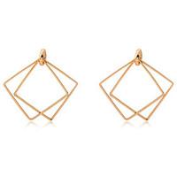 women minimalist geometric hollow rhombic square earrings 1 pair gold  ...