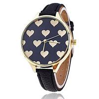 Women/Lady\'s Full Heart Case Thin Leather Band Analog Quartz Fashion Dress Casual Watch Strap Watch