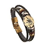 Women\'s Men\'s Chain Bracelet Friendship Vintage Leather Round Jewelry For Anniversary Gift Valentine 1pc