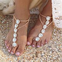 womens ankletbracelet imitation pearl rhinestone alloy fashion drop je ...